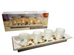 F203016 KIT DE PORTA VELAS COM BANDEJA 46X19X9CM