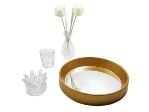 KIT PORTA VELA COM BANDEJA ESPELHADA 23,5X23,5X5,5CM