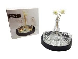  KIT PORTA VELA COM BANDEJA ESPELHADA 23X23X8CM